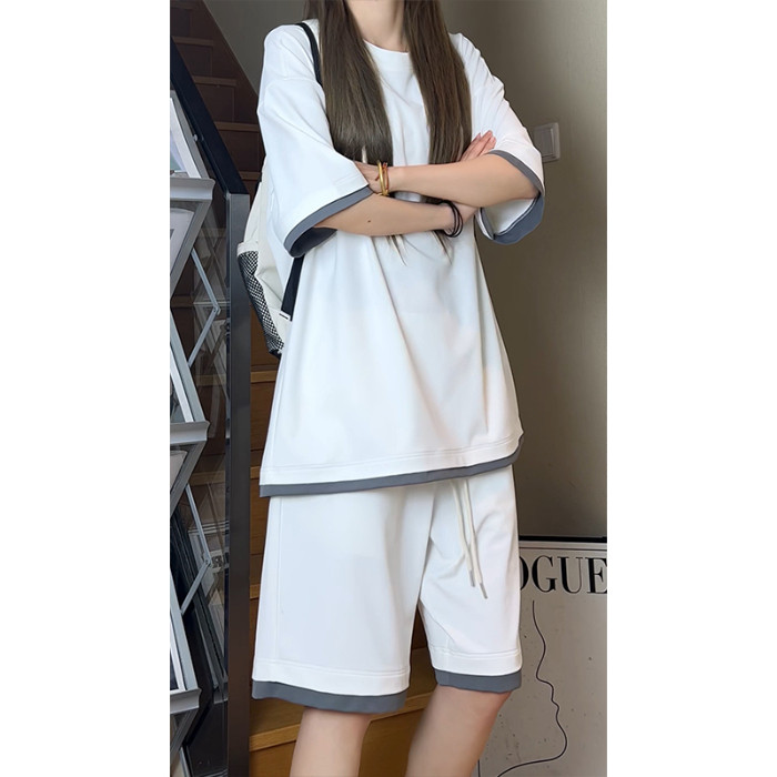 Pants 48Casual Top/T3639P28DK8613P28new23Short Sleeve COD Sports Fake Two-Piece2025Complete Set Cont