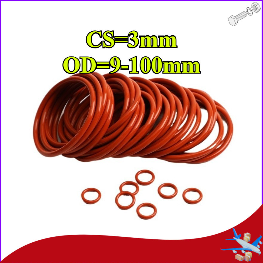 ปะเก็นโอริงซิลิโคน โอริง สีแดง VMQ ORing O-ring CS3มม * OD9-100มม【DTY-MB1】