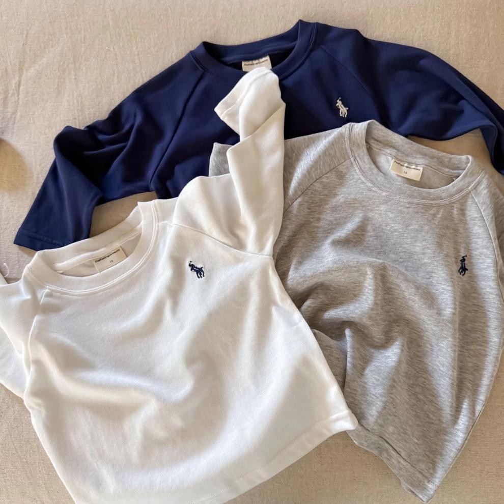 ฤดูใบไม้ผลิฤดูใบไม้ร่วงเด็กสบายๆสีทึบปักลายเสื้อยืดเสื้อเด็กทารกแฟชั่น All-Match Top - รูปที่ 6