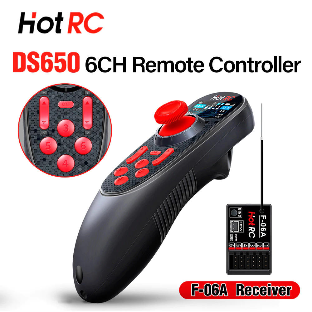 HOTRC DS-650 / DS600 2.4G 6CH เครื่องส่งสัญญาณสี/หน้าจอธรรมดารีโมทคอนโทรล w/ F-06A ตัวรับสัญญาณสําหรับ RC เรือรถรุ่น, DS800 8CH RC วิทยุระบบ