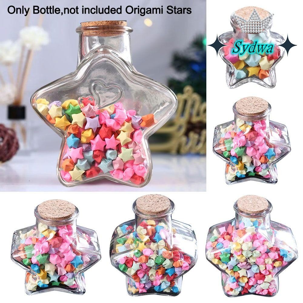 SYDWA Wishing Bottle, Stars Shape Origami Stars Glass Bottle, DIY Craft Pentagram Storage Bottle Hom