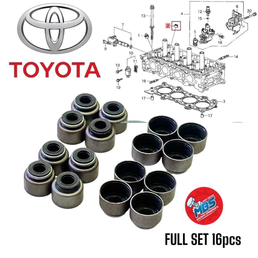 ORI Valve Seal Valve Seal Valve Avanza Xenia Rush Granmax Terios ชุด 16 ชิ้น