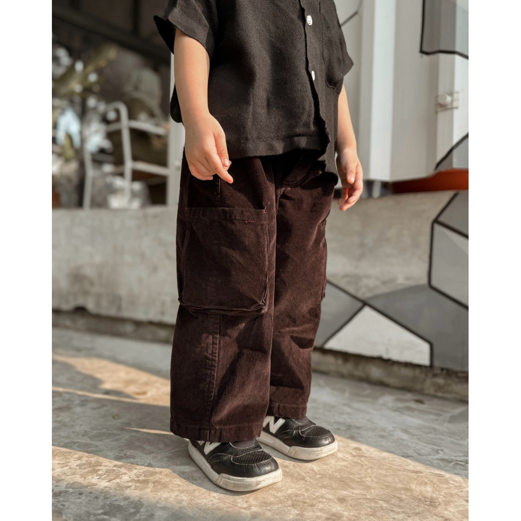 กางเกงคาร์โก้ Kikoleya Washed in Rugged red sticth