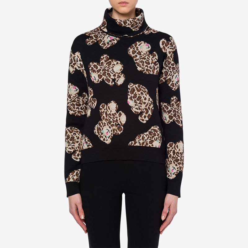 MOSCHINO/MOSCHINO OReilly Ladies Leopard Teddy Bear Wool Pullover