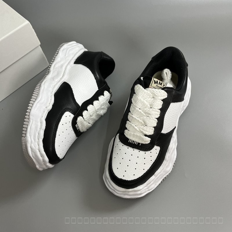 Genuine Leather White Sneakers Sanraku Kangyu Air Force Dissolving Shoes Korean Version mmy Thick-so