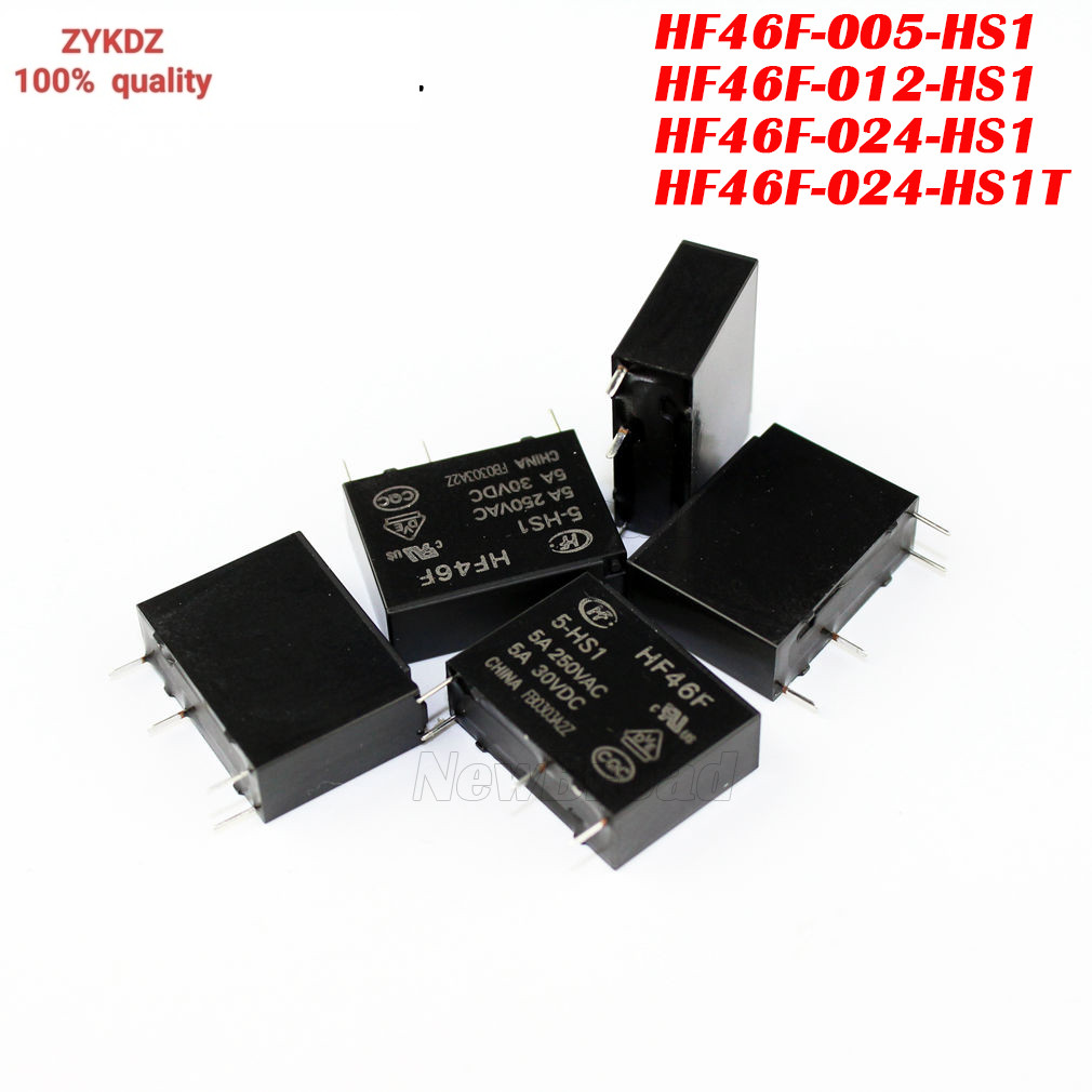 5PCS รีเลย์ HF46F-005-HS1 HF46F-012-HS1 HF46F-024-HS1 HF46F-024-HS1T 5V 12V 24V 5A 250VAC DIP4 สอดใส
