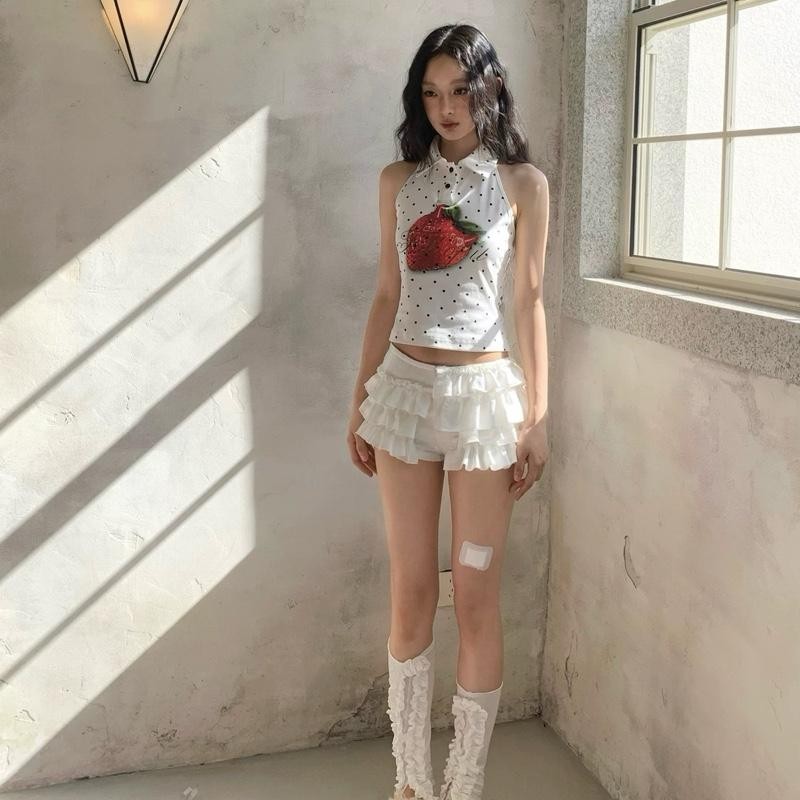 bentoy พร้อมส่งในไทย (3356) เสื้อกล้ามคอปกแขนกุดลายจุด รูปที่ 6