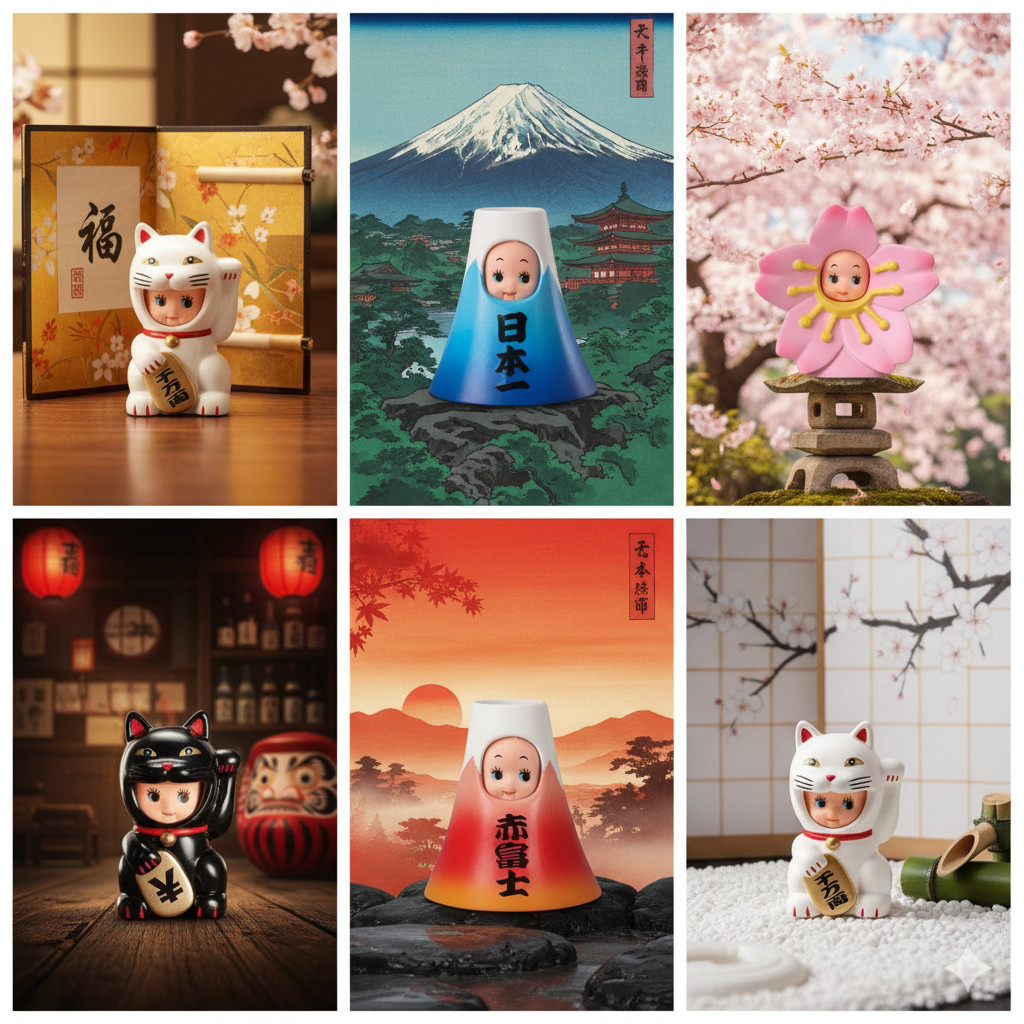 Kewpie doll  Figure Set (6-Piece Set) สุดน่ารัก คอลเลกชันเครื่องรางนำโชคญี่ปุ่น