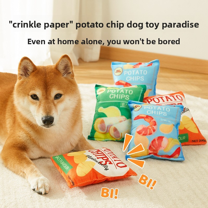 Plus Plush Potato Chips สัตว์เลี้ยง Sounding ของเล่นของเล่นสุนัขขนาดกลางของเล่นสุนัขสุนัขเสียงกระดาษมันฝรั่งทอด