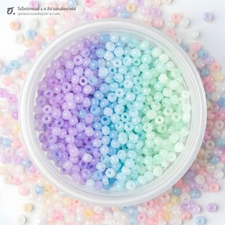 ลูกปัดเม็ดทราย 3 มม. ลูกปัดโทนเจลลี่คละสีพาสเทล Kawaii Candy…