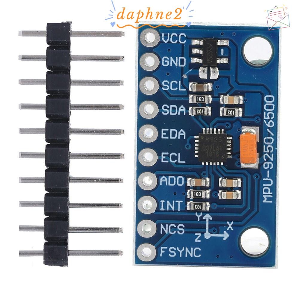 DAPHNES เซ็นเซอร์ 9 แกน, โมดูล MPU-9250 GY‐9250 Gyroscope, โมดูลเซ็นเซอร์ 3-5V 16 บิตเซ็นเซอร์เร่งอุ