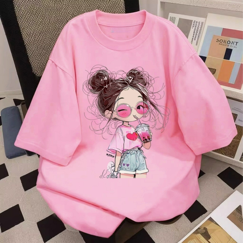 COD✅ (จัดส่งในกรุงเทพฯ) MAO Shop เสื้อน่ารัก สื้อยืด oversize โคตรนุ่ม ผ้าคอตตอน ลาย "Girl" สินค้าใหม่ 2025