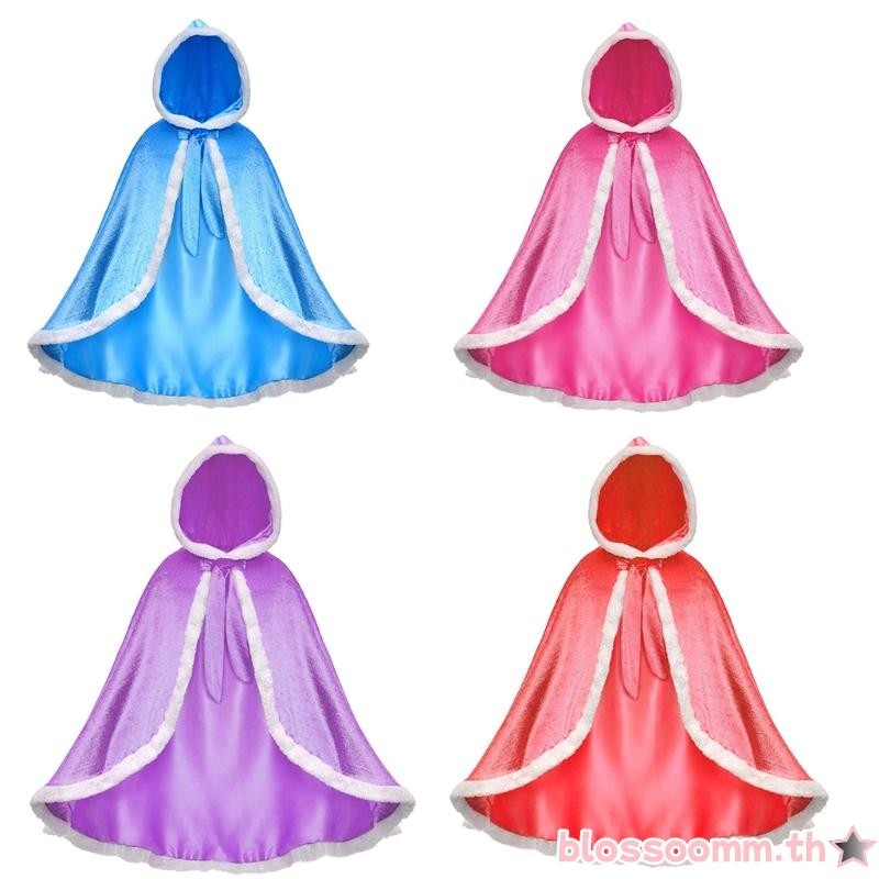 ชุดคอปักสำหรับเด็กหญิงธีมคริสต์มาส Mrs Santa พร้อมหมวกคลุมขนาดใหญ่