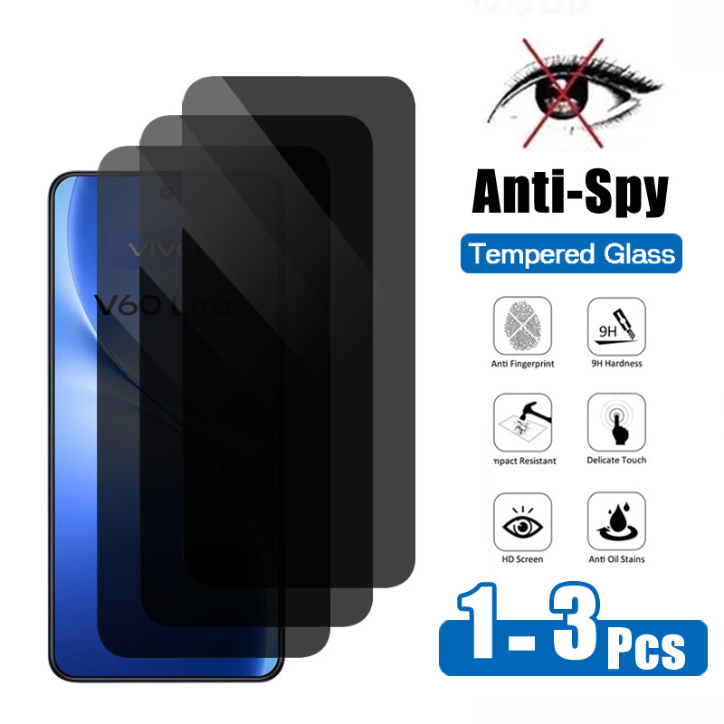 1-3 PCS สําหรับ Vivo V60 Lite 4G 5G ความเป็นส่วนตัวกระจกนิรภัยสําหรับ Vivo V50e V50 V40 Lite SE 80W 