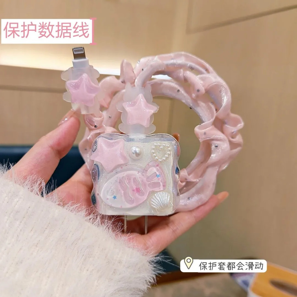 น่ารัก Fish Charger Protector ฝาครอบชาร์จโทรศัพท์สําหรับ iphone 11 12 13 Pro Max 18w 20w สาย Protect