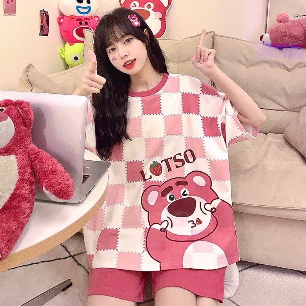 นสตรีฤดูร้อนการ์ตูนแขนสั้นกางเกงขาสั้นฤดูร้อน Tianwang สีแดงสไตล์ฤดูร้อนสุภาพสตรี Homewear Full 678 