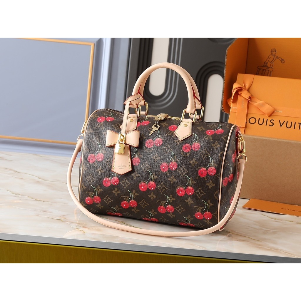 คลาสสิกนูนกระเป๋า 40391 Speedy Soft 30 กระเป๋าถือ Monogram Dune Cherry Element กระเป๋าเดินทาง (จัดส่