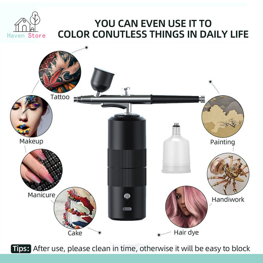 Cordless Airbrush Paint Tool Water Oxygen Injector  เครื่องปั๊มลม แบบพกพา ชาร์จได้ สําหรับตกแต่งเล็บ เค้ก รอยสัก