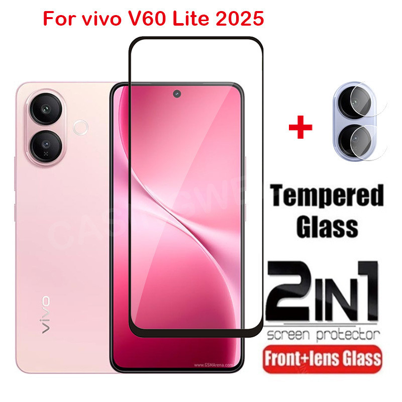 ป้องกันหน้าจอสําหรับ Vivo V60 Lite 4G 5G 2025 คลุมทั้งหมดกระจกนิรภัยใส HD ป้องกันฟิล์มป้องกันรอยขีดข่วน