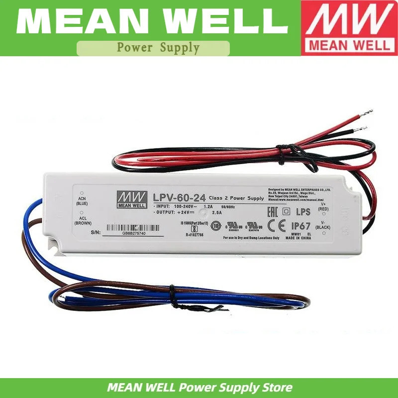 MEAN WELL LPV-60 LPV-60-5 LPV-60-12 LPV-60-24 เอาต์พุตเดี่ยว Switching Power Supply LPV-60 12V 24V
