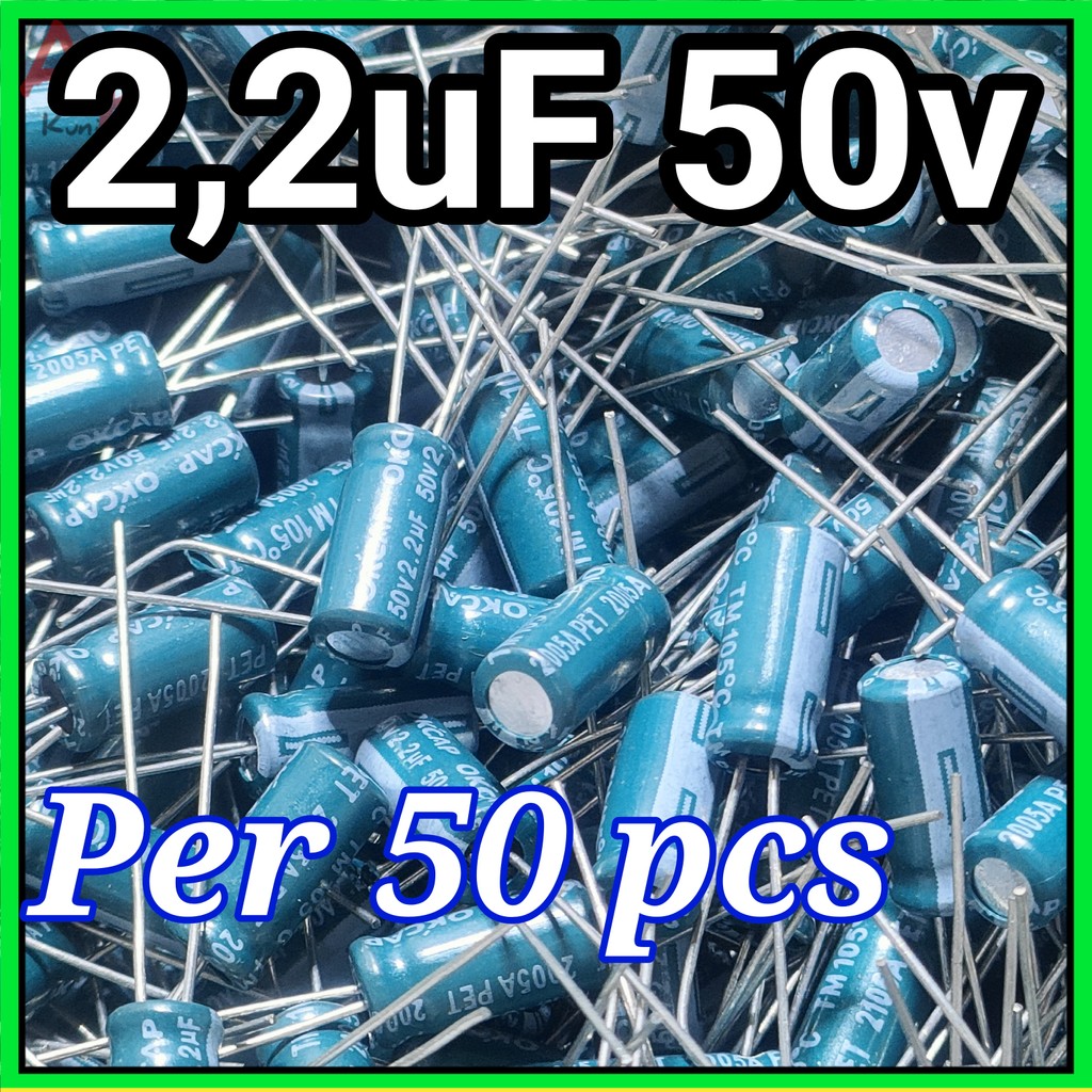 Elco 50 ชิ้น 2.2uf 2u2 2.2 uf 50v คุณภาพดี