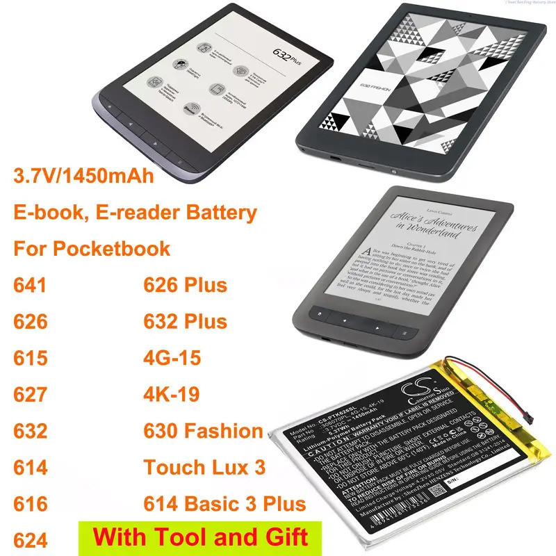 Cameron Sino 1450mAh E-reader แบตเตอรี่สําหรับ Pocketbook 641, 626, 615, 627, 632, 630 แฟชั่น, Touch