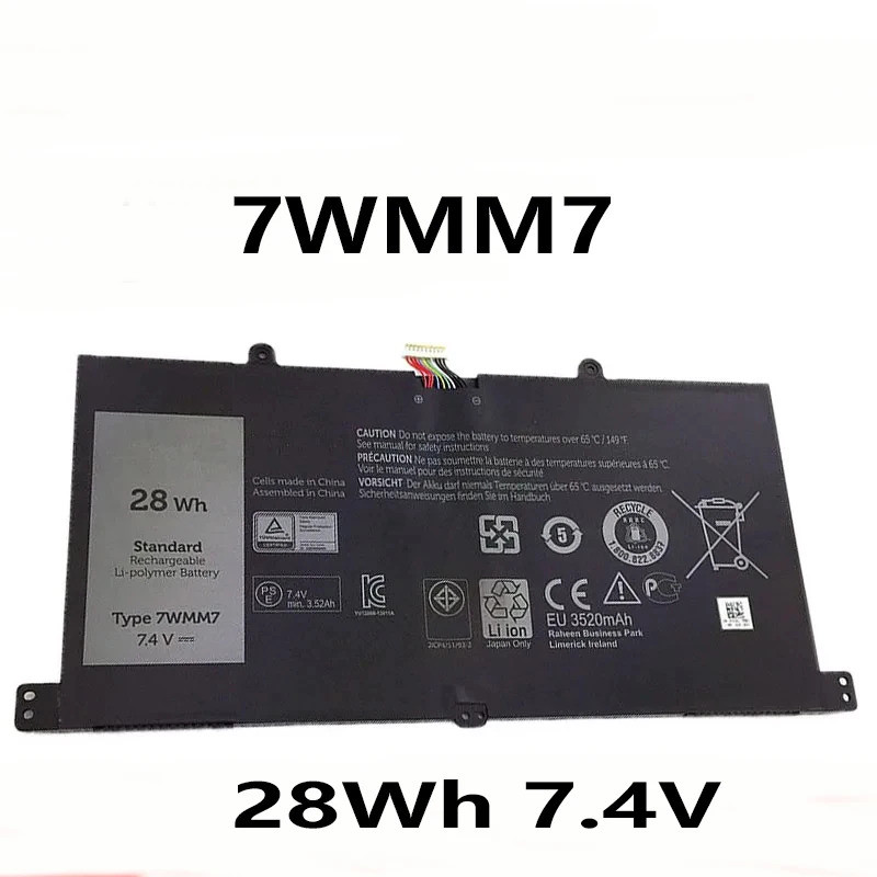 7WMM7 28Wh 7.4V แบตเตอรี่แล็ปท็อปสําหรับ Dell Venue 11 Pro คีย์บอร์ด Dock D1R74 CFC6C CP305193แอล1 ด