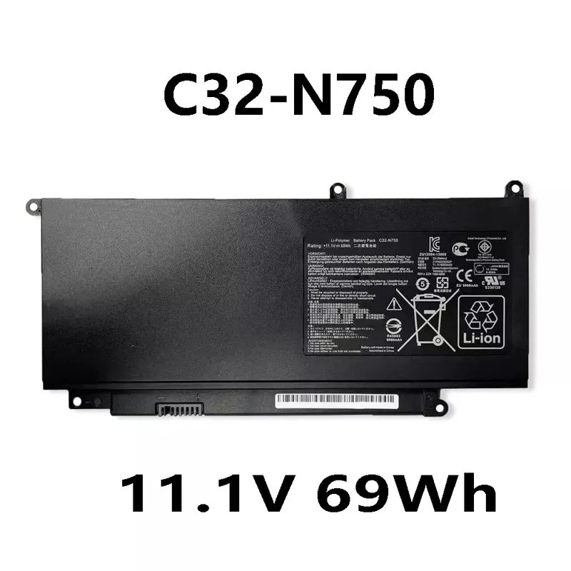 C32-N750 11.1V 69Wh แบตเตอรี่แล็ปท็อปสําหรับ ASUS N750 N750J N750JK N750JV N750Y47JK-SL N750Y47JV-SL