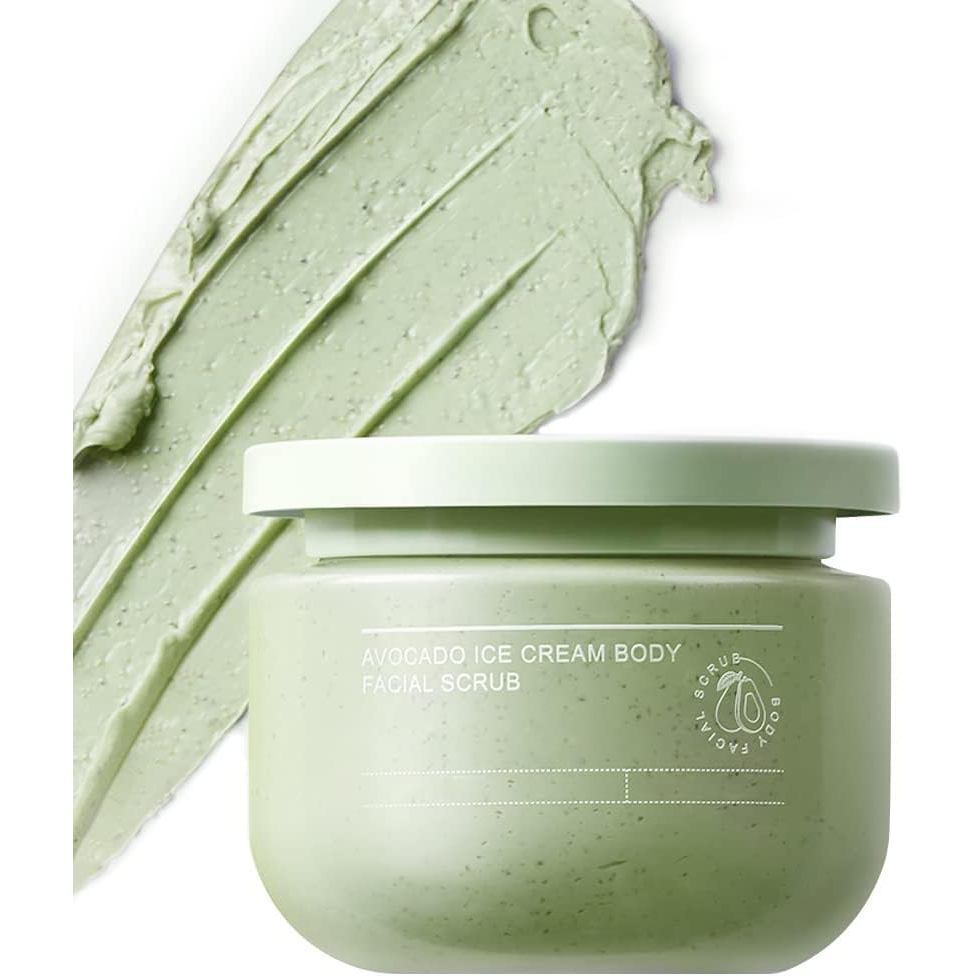 Avocado Ice Cream Body Facial Scrub – Natural Exfoliating Body & Face Scrub, Avocado Face Exfoliator