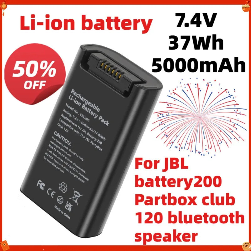 7.4V 5000mAh/37Wh เปลี่ยนแบตเตอรี่ Li-ion เหมาะสําหรับ JBL PartyBox Club 120 ลําโพงพกพาและแบตเตอรี่ 