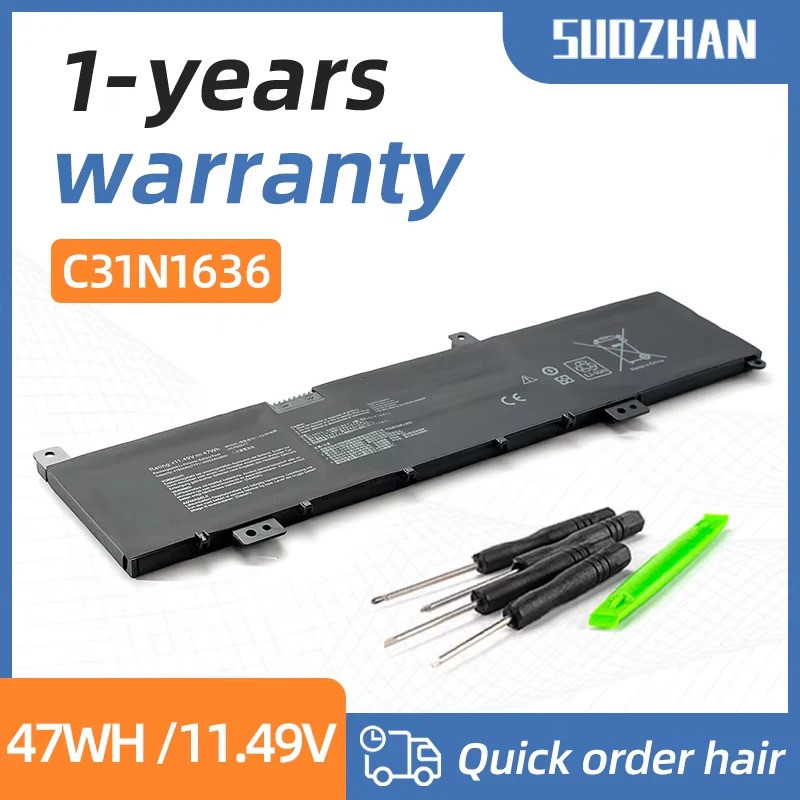 SUOZHAN C31N1636 แบตเตอรี่แล็ปท็อปสําหรับ Asus VivoBook N580VN N580VD NX580V X580V X580VN NX580VD730