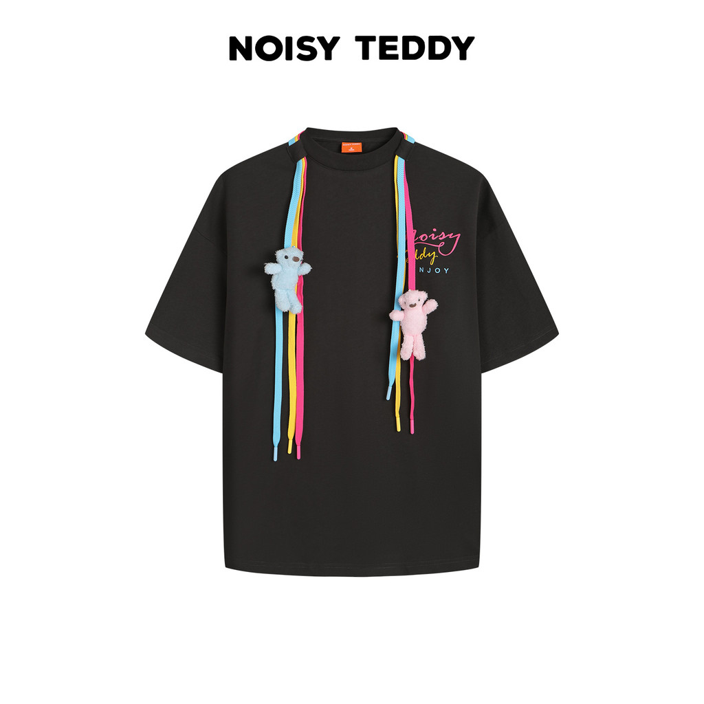 NOISY TEDDY ผู้ชายผู้หญิงสไตล์เดียวกัน 26 ฤดูร้อนพิมพ์อินเทรนด์รอบคอตุ๊กตาเสื้อยืดแขนสั้น
