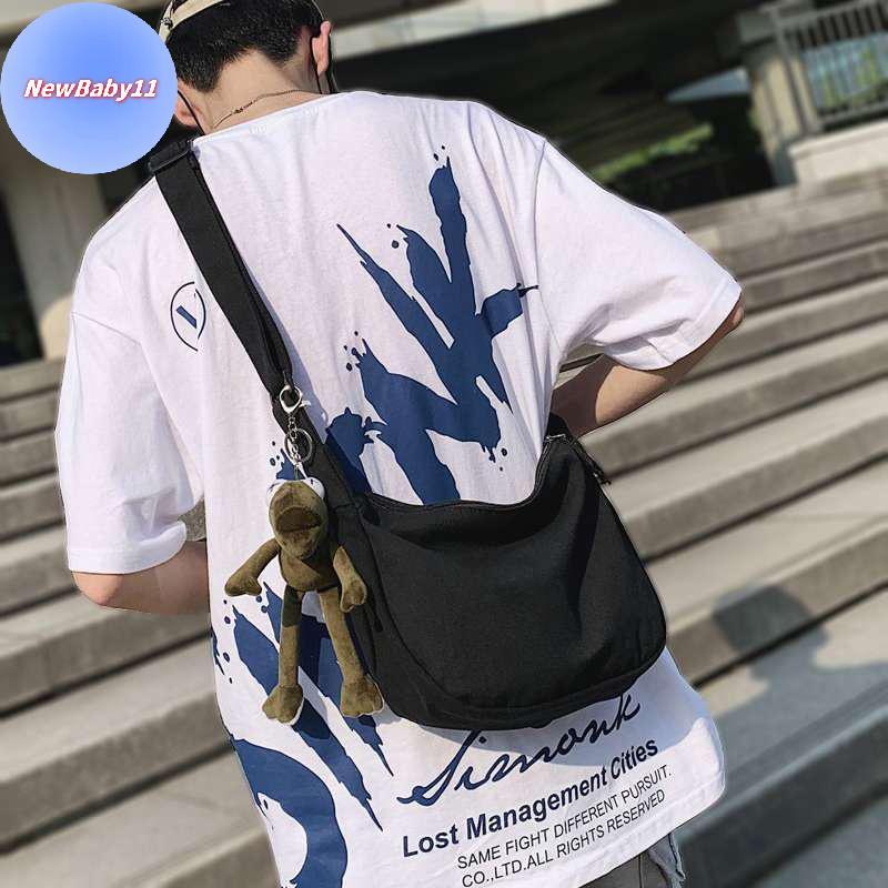 ONEBABY กระเป๋าสะพายข้างผ้าแคนวาสความจุขนาดใหญ่สไตล์ฮิปฮอปสําหรับทั้งชายและหญิง TH