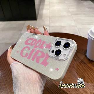 เหมาะสำหรับ OPPO Reno 16 14F 13F 15 15F 13 5 11 5F 16F 12 13F 12F 5z 6 6z 14 ลายตัวอักษร COOL GIRL กลิตเตอร์ เคสโทรศัพท์