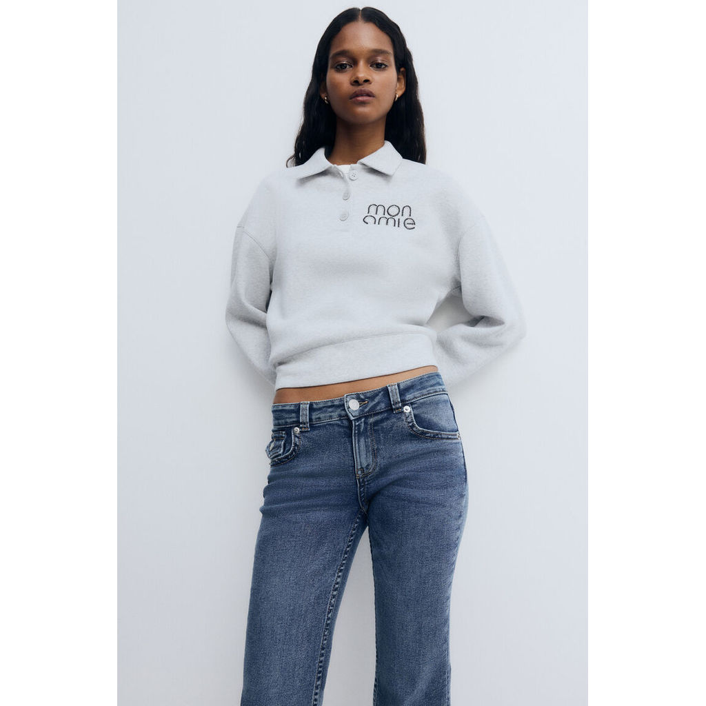 H&M(เอชแอนด์เอ็ม) กางเกงยีนส์ขากระดิ่งเอวต่ำ Women Flared Low Jeans 1307243_1