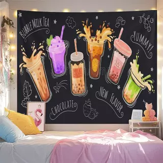ผ้าโฆษณาชาไข่มุก, ชาผลไม้, น้ำผลไม้คั้นสด, ผ้าตกแต่งสำหรับเครื่องดื่ม วัสดุ:ผ้าโพลีเอสเตอร์
