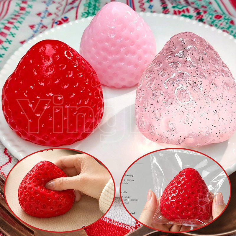 1/2/3 ชิ้น Squishy สตรอเบอร์รี่ขนาดใหญ่บีบของเล่นเด็ก Soft Pinch ผลไม้ Pop Fidget ของเล่น Party Entertainment เกมฮาโลวีนของขวัญคริสต์มาส