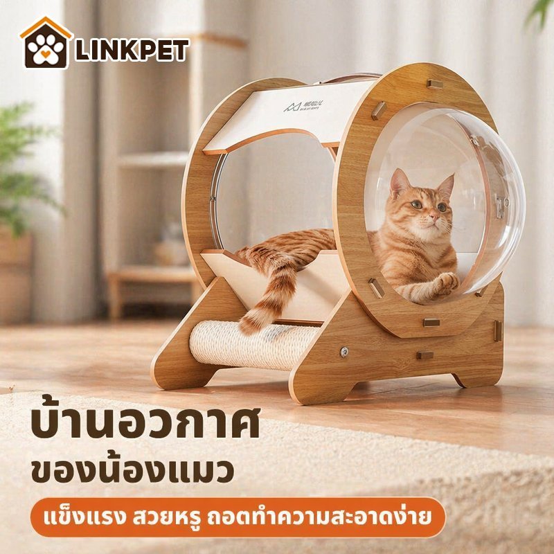 คอนโดแมว บ้านแมว หลุมแมว แคปซูลแมว ที่นอนแมว อะคริลิคใส ไม้หนา ฝนเล็บ หูหิ้ว ถอดได้ หรูหรา
