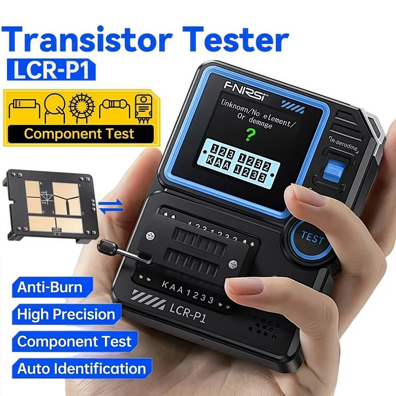 FNIRSI LCR-P1 เครื่องทดสอบทรานซิสเตอร์มัลติมิเตอร์ไดโอดทรานซิสเตอร์ Capacitance Meter ความต้านทาน LC