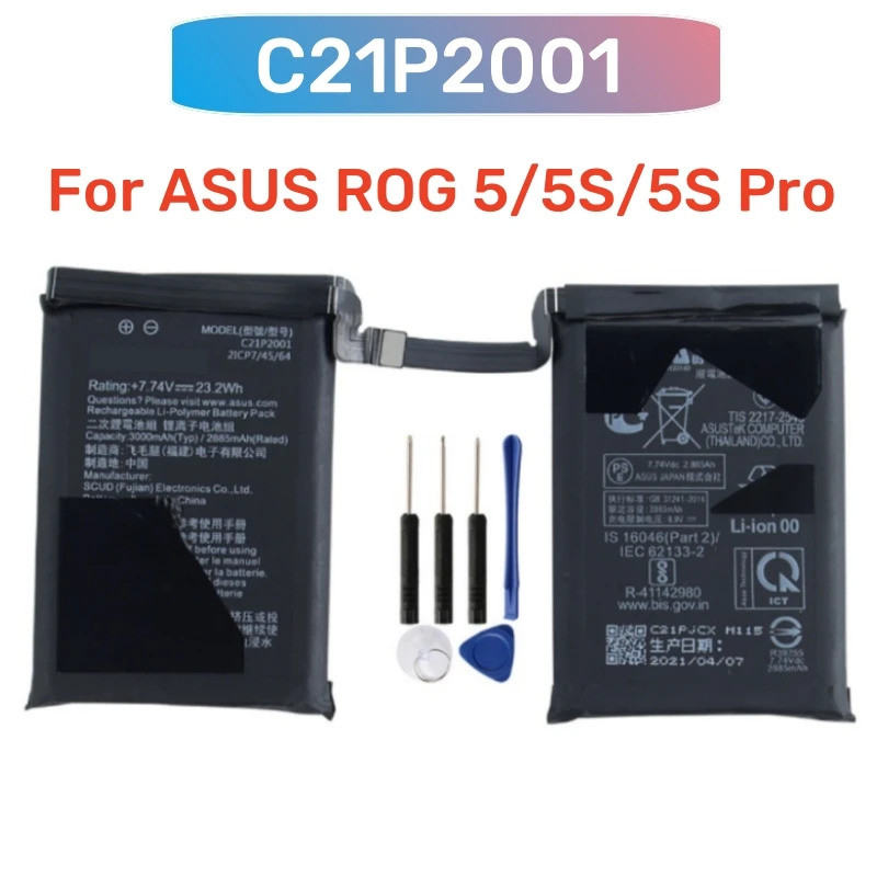3000mAh C21P2001 แบตเตอรี่สําหรับ ASUS ROG 5 ROG 5S ROG 5S Pro ZS673KS I005DA I005DB เปลี่ยนแบตเตอรี
