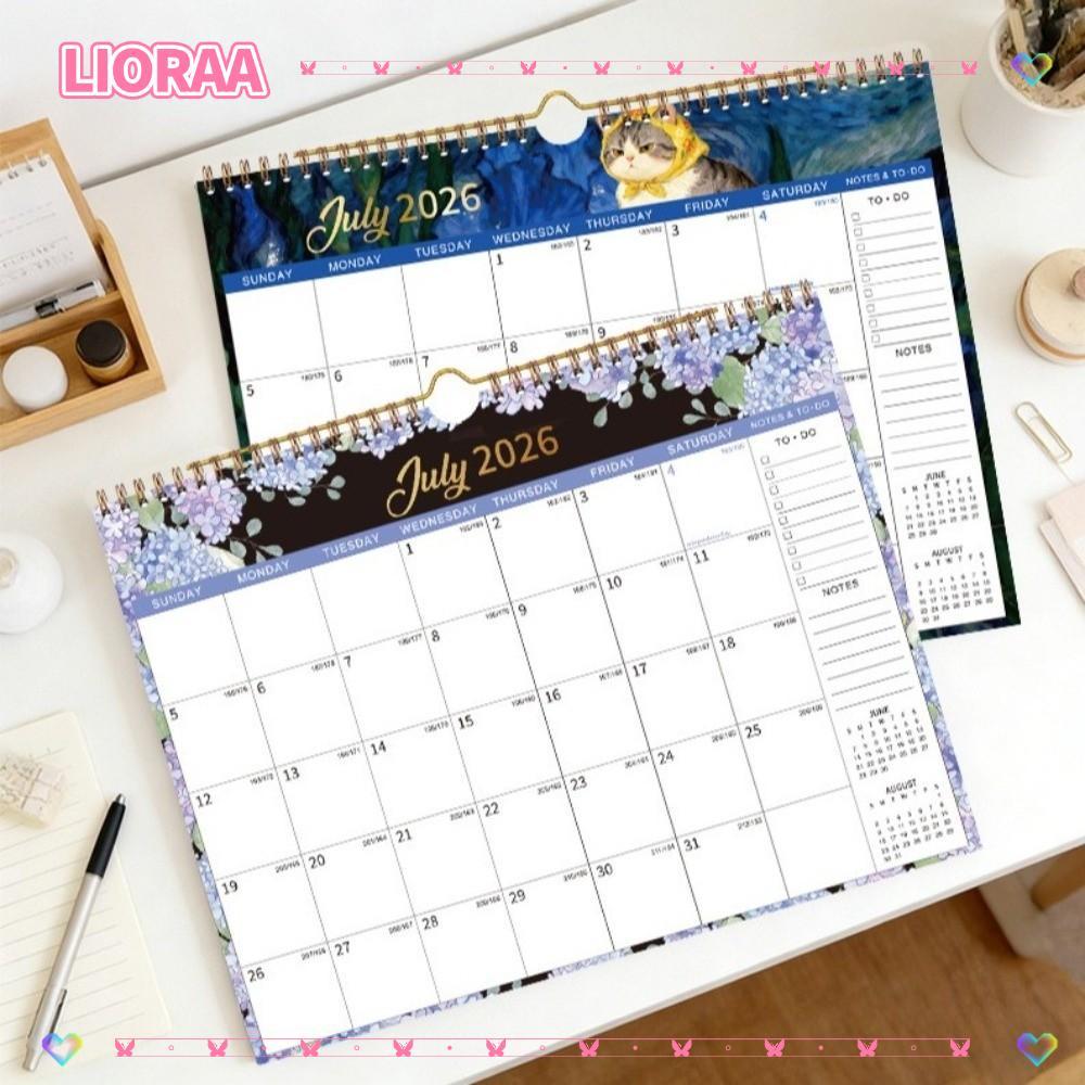 ลิโรร่า‌A Wall Calendar, Thicken Paper Easy Organizing ปฏิทิน 18 เดือน, 2026.7-2027.12 Dual Coil Des