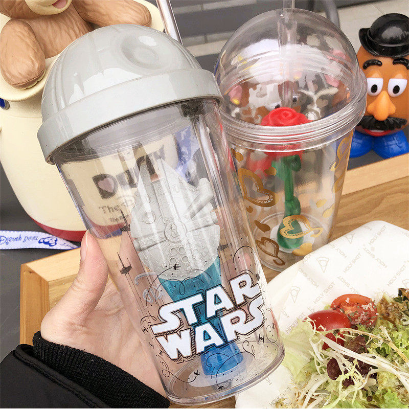 Original d Movie Star Wars Star Wars Star Wars Beauty and the Beast Rose ถ้วยฟางพลาสติก