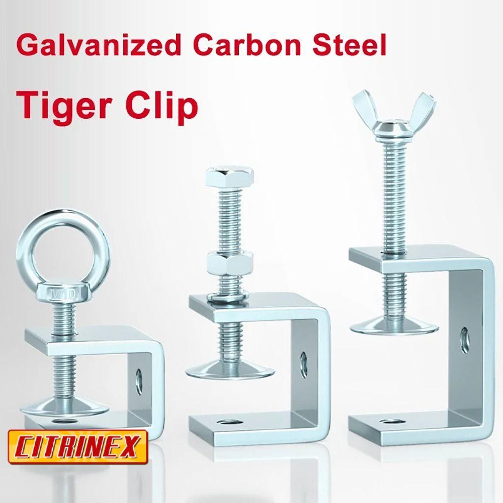 CITRINEX 1 ชิ้น U Clamp, รูปทรงหลายหัวคลิป C-Type Fixed ความสูงเปิด 20-130 มม. อุปกรณ์หนีบเหล็กคาร์บอนชุบสังกะสีหนา