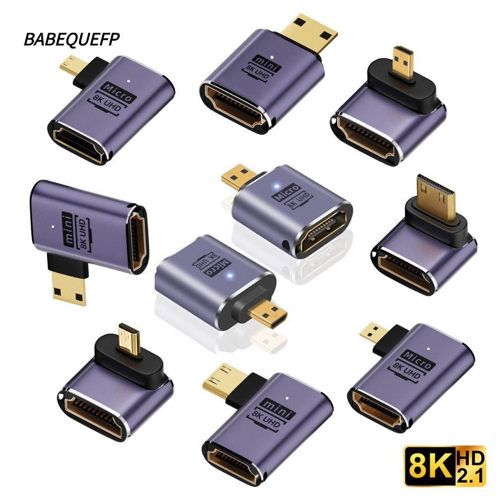 BABEQUEFP Mini /Micro HD เป็น HD ที่รองรับ 90 องศาชายหญิง UHD HDTV อะแดปเตอร์