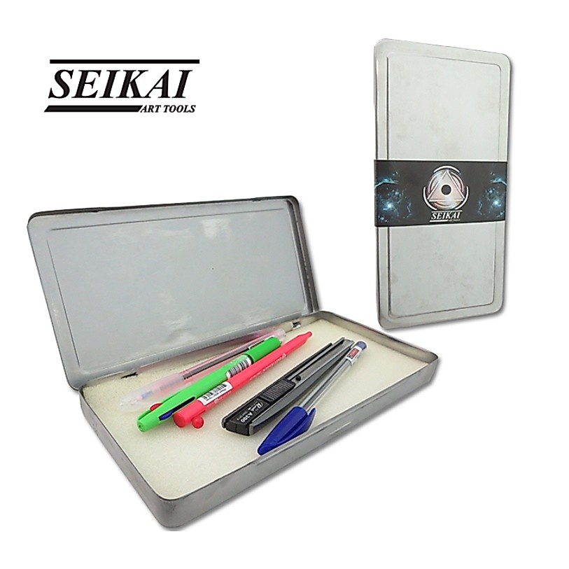 กล่องสแตนเลส Seikai ใส่ดินสอ ใส่พระ EE เก็บเหรียญ