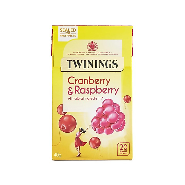 Twinings Cranberry and Respberry Tea ทไวนิงส์ แคนเบอร์รี่และราสเบอร์รี่ ชาอังกฤษ (UK) 2กรัม x 20ซอง