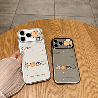For iPhone เคสไอโฟน หมีน้อยสีเหลือง 11 12 13 14 15 16 17 PLUS B4PRO MAX X XS เปลือกที่เรียบง่าย MAX XR 7/8PLUS