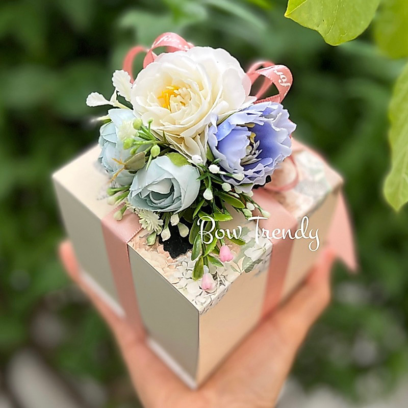 ช่อดอกไม้พร้อมโบว์สำเร็จรูปสำหรับตกแต่งของขวัญพิเศษ/งานHandmade/พรีออเดอร์/รุ่นช่อพาสเทลS