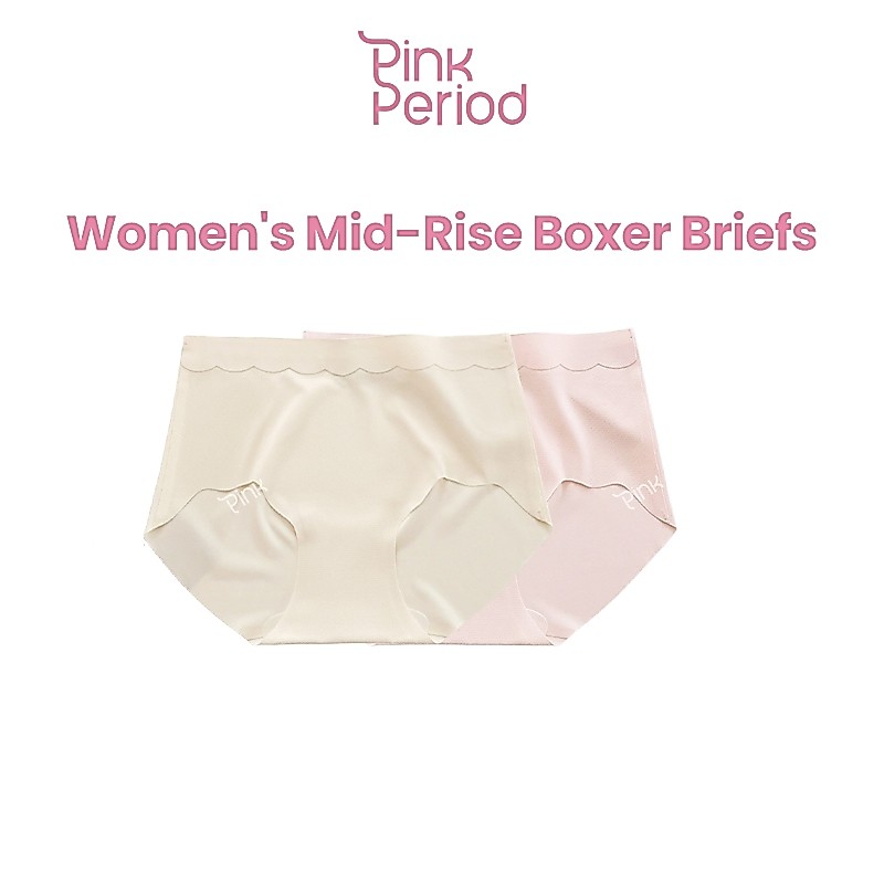 Pink Period กางเกงใน กางเกงในไร้ขอบ Ice Silk เอวกลาง ไร้ขอบ เรียบเนียน ไม่อับชื้น ระบายอากาศดี