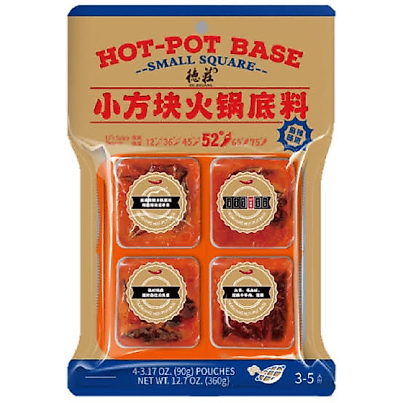 cl De Zhuang smal square hot pot base 360g. ซุปฮอทพอทเข้มข้นชนิดก้อน ตรา เต๋อจวง  แท้ นำเข้าจากจีน🇨🇳